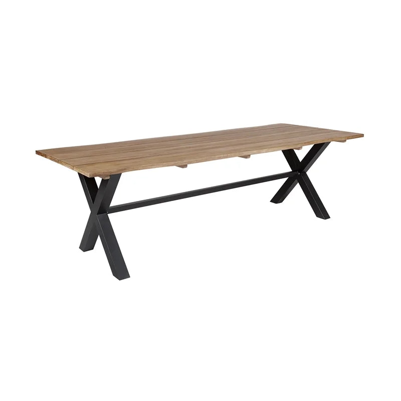 Glendora Island Outdoor 5 Piece Live Edge Dining Set in Eucalyptus and Rope