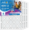 18x24x1 Air Filter MERV 13 Comparable to MPR 1500 - 2200 & FPR 9 Electrostatic Pleated Air Conditioner Filter 4 Pack HVAC AC Premium Made 18x24x1 Furnace Filters by AIRX FILTERS WICKED CLEAN AIR.
