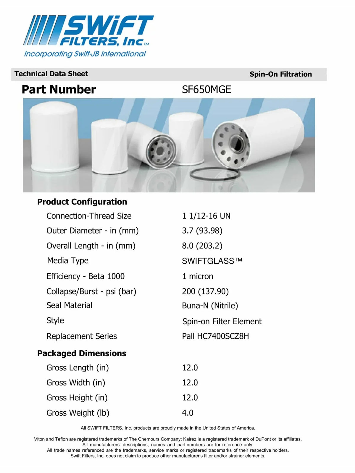 Direct Interchange for MP FILTRI MP4767in-On Filter Element Microglass Construction 1 Micron