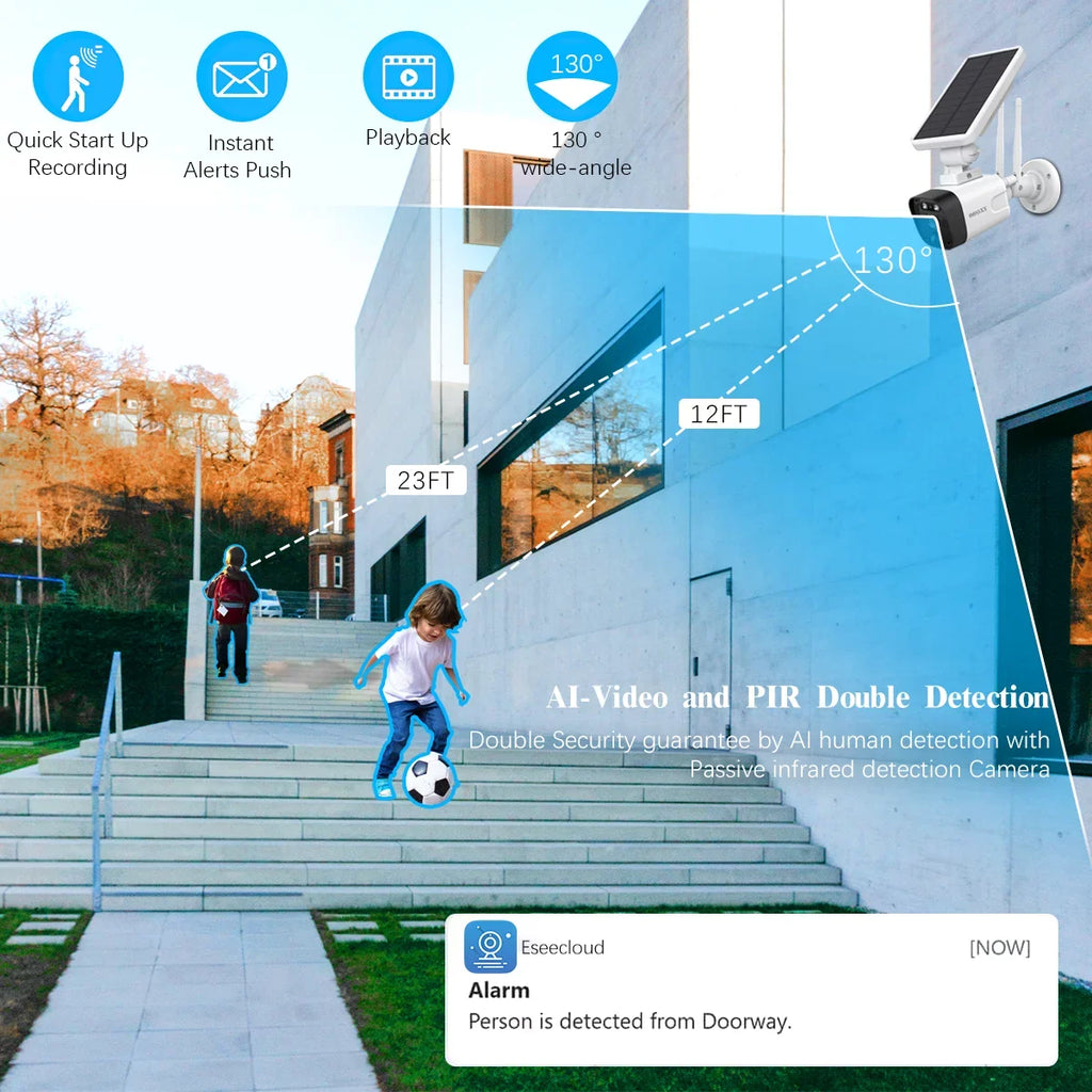 OOSSXX Solar Security Cameras Wireless Outdoor,Dual Antennas Surveillance Camera System with 1TB Hard Drive