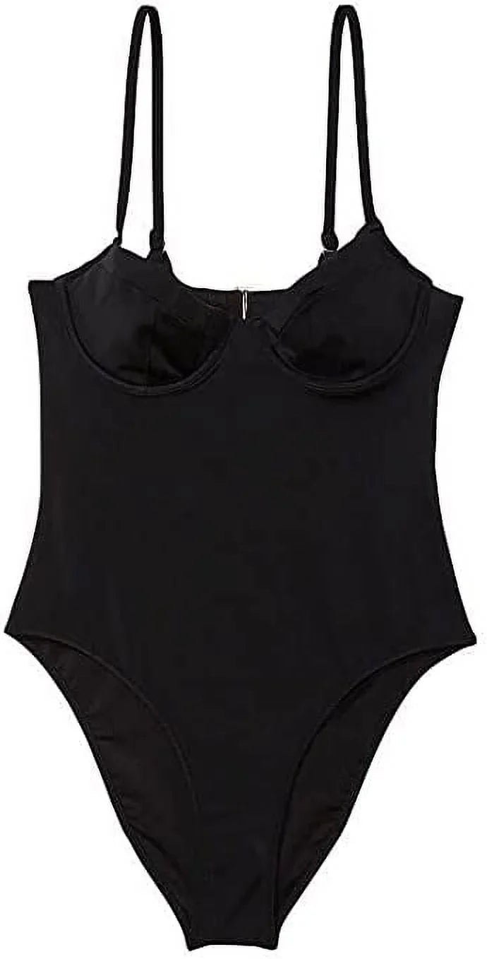 Medium Victoria's Secret Essential Wicked One-Piece Swimsuit Black Underwire M New