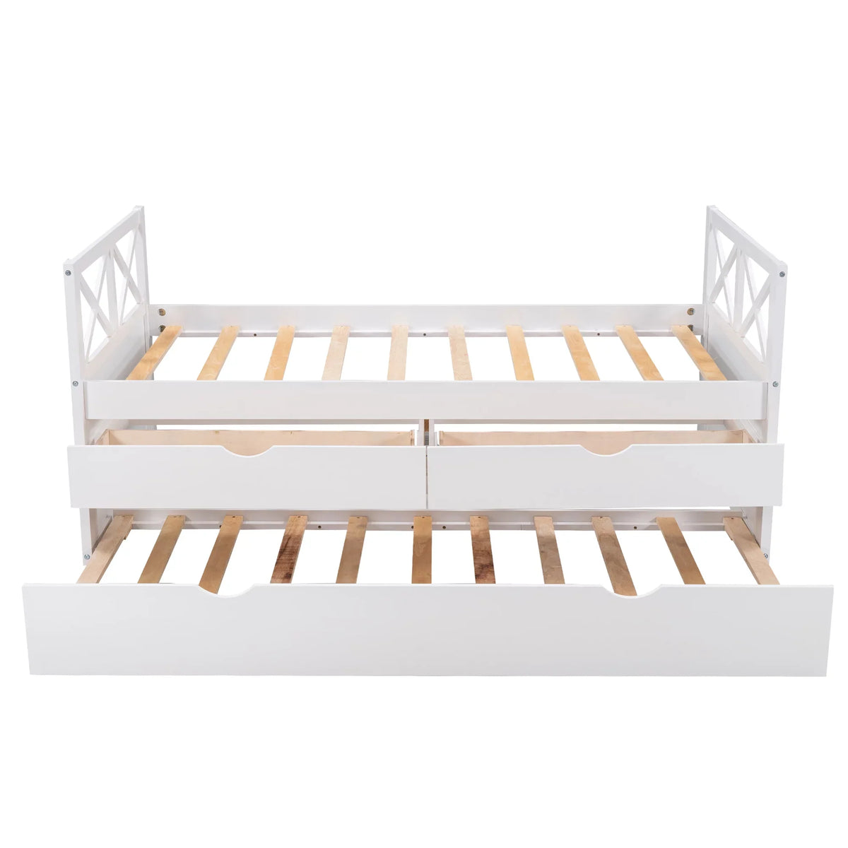 Merax Solid Wood Captain Bed with Trundle and Drawers, Twin, Multiple Colors