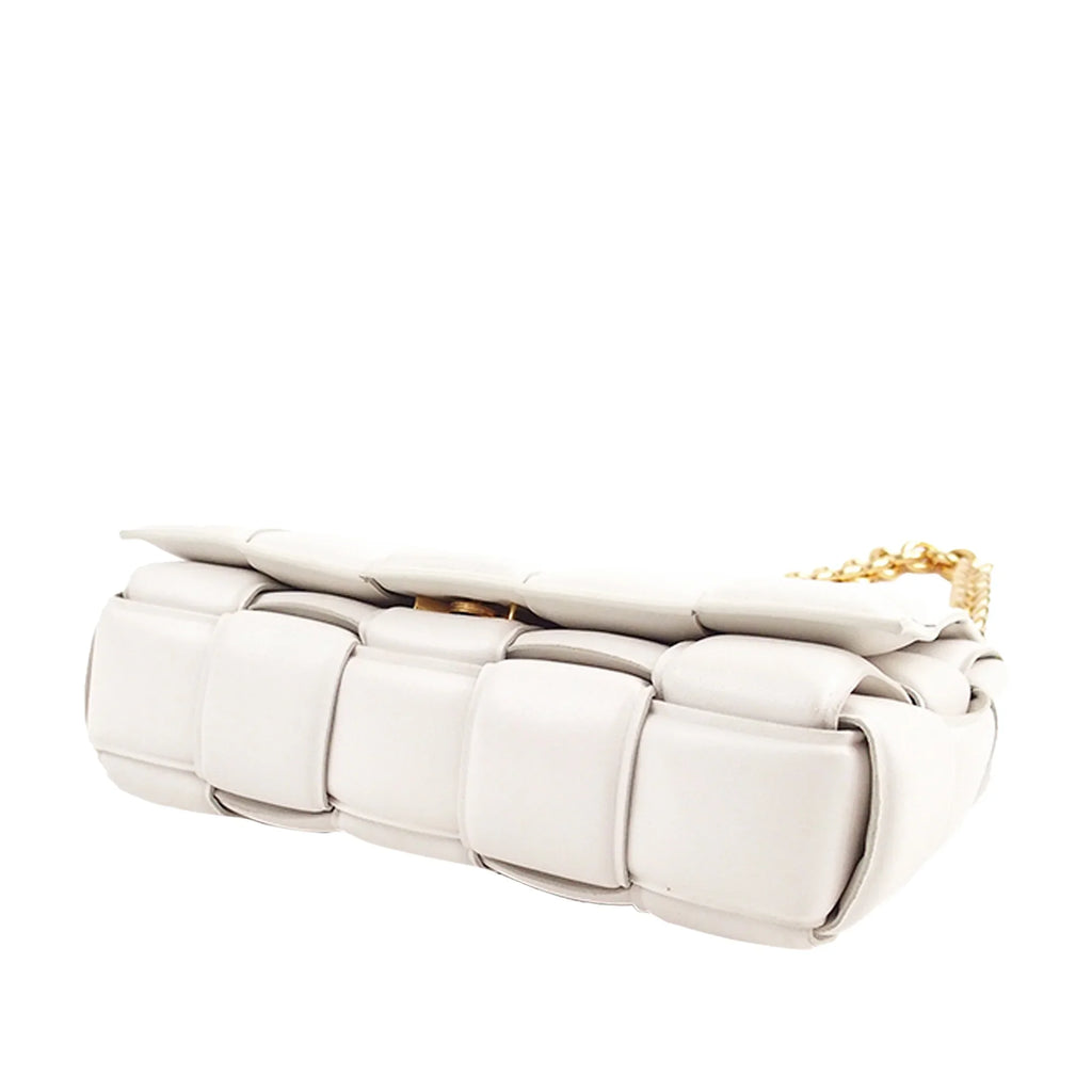 Pre-Owned Authenticated Bottega Veneta Padded Cassette Calf Leather White Shoulder Bag Unisex (Good)