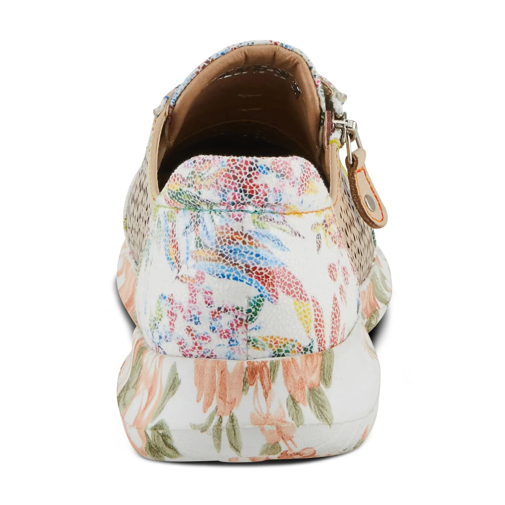 L'Artiste Women's Jazzie Lace-Up Fashion Sneaker with Flowers Beige Multi EU 39/8.5