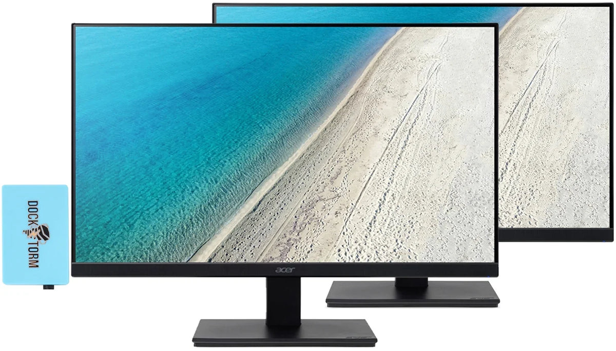 Acer Vero V7 V247Y E Monitor UM.QV7AA.E01 Bundle with Docztorm Dock, 24" FHD IPS (1920x1080) 100Hz Display, 1 HDMI 1.4, 1 VGA, Ideal for Home & Business, Black (2024 Latest Model) (2 Pack)