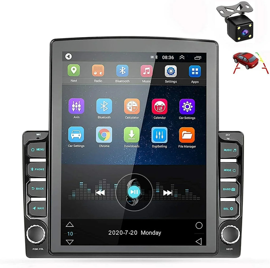 KingFurt Universal Car Stereo 9.7" Touch Screen Bluetooth Music FM Radio GPS Navigation Reversing Camera Input