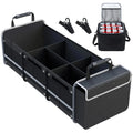 Glamor D Collapsible Trunk Organizer with Insulated Leak-proof Cooler Bag - 5-in-1 Car & SUV Cargo Storage Solution with Foldable Lid, Removable Dividers, and 2 Tie-Down Straps - Black
