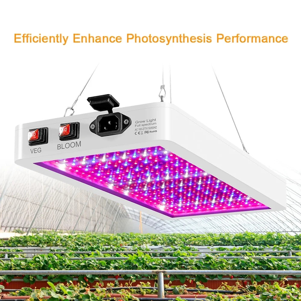 Andoer 2000W LED Grow Light for Indoor Plants 312 LEDs Full Spectrum Veg and Bloom Dual Switch IP65 Waterproof Hanging Plant Growing Lamps for Seedlings Flowers Greenhouse