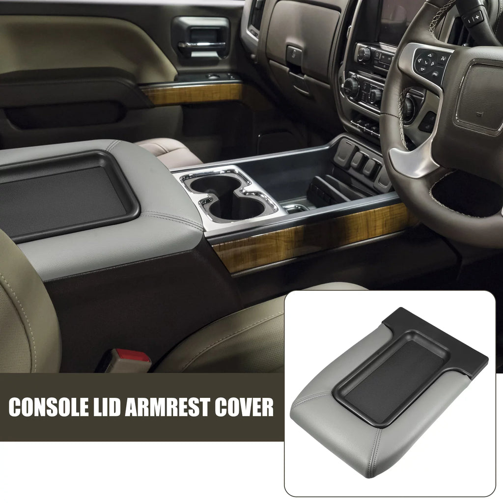 Unique Bargains Center Console Lid Armrest Seat Box Wrap Protector for Cadillac Escalade 2003-2004 Faux Leather Gray