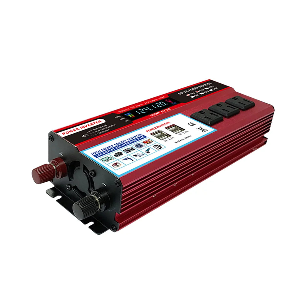 Nebublu Solar Inverter, High Efficiency Sine Inverter for Car RV, Converter with LCD Display, 12V to AC 850-950W, Energy Saving
