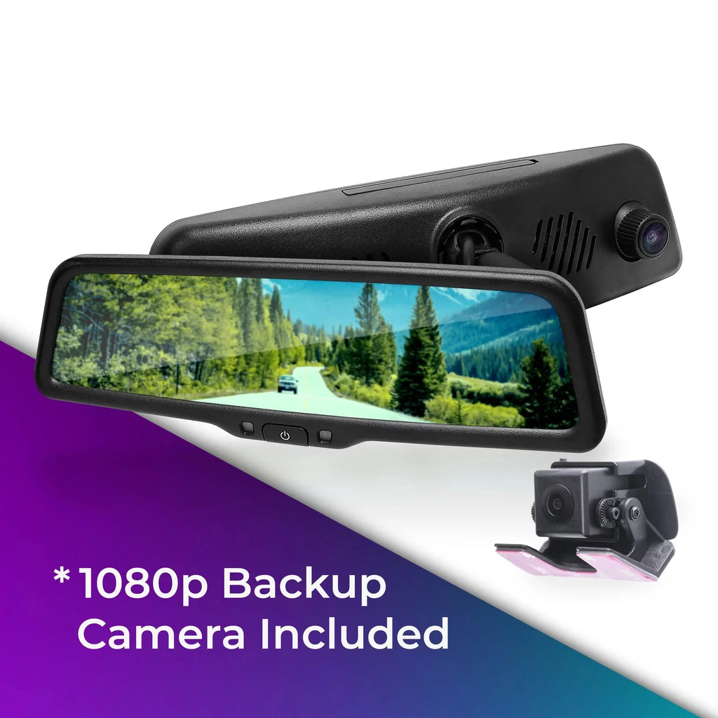 Master Tailgaters 10" IPS LCD Rear View Mirror with 1080p DVR, 140° Dash Cam, and Backup Camera Included for Complete Vehicle Monitoring- Universal Fit for All Cars