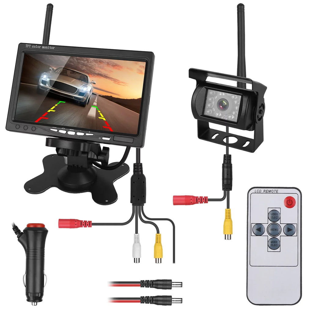 Wireless Backup Camera, Monitor Reverse Camera, Car Rearview Parking Reverse System, IP67 Waterproof Car Parking Reverse System with 7In Screen Night Vision 2.4G Stable Signal for Car Trunk Van SUV