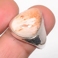 Orange Scolecite - India 925 Silver Plated Solitaire Ring s.9 R637-30 A379, Valentine's Day Gift, Birthday Gift, Beautiful Jewelry For Woman & Girls