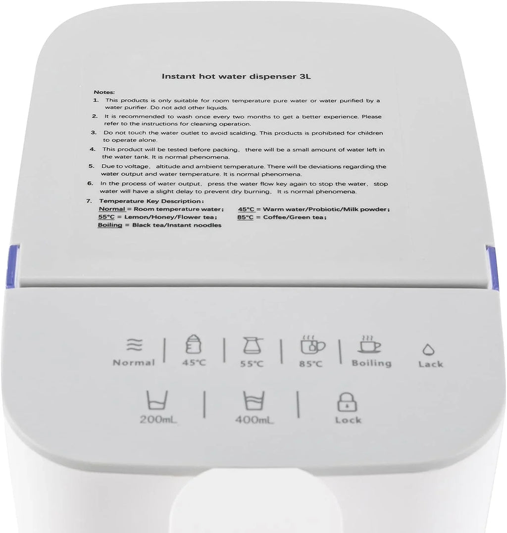 OUKANING 2000W 3L / 102oz Electric Instant Hot Water Dispenser Home Office Hot Water Machine With Temperature Control