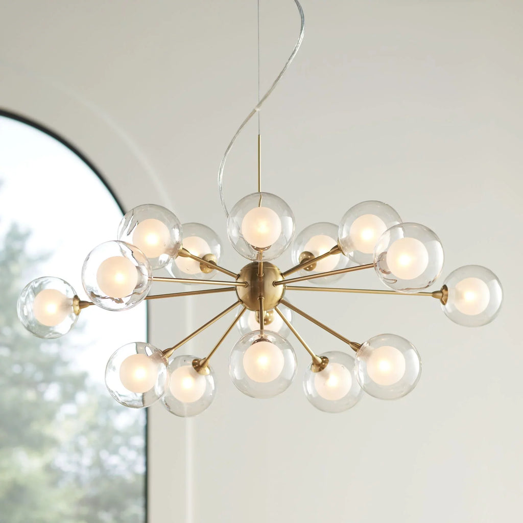Possini Euro Design Spheres Antique Brass Chandelier 30" Wide Mid Century Modern Sputnik Glass Shade 15-Light Fixture for Dining Room Kitchen Island