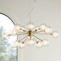 Possini Euro Design Spheres Antique Brass Chandelier 30" Wide Mid Century Modern Sputnik Glass Shade 15-Light Fixture for Dining Room Kitchen Island