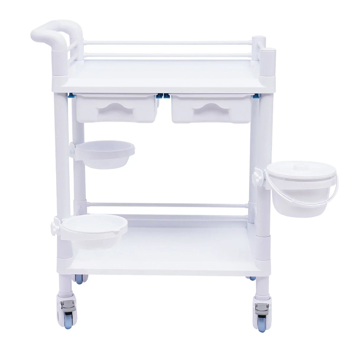 2 Tier Rolling Beauty Spa Trolley Cart, Mobile Utility Cart Trolley Spacious Spa Beauty Salon Rolling Trolley with 360°Rotate Wheels for Hospital Dental Clinic Beauty Salon