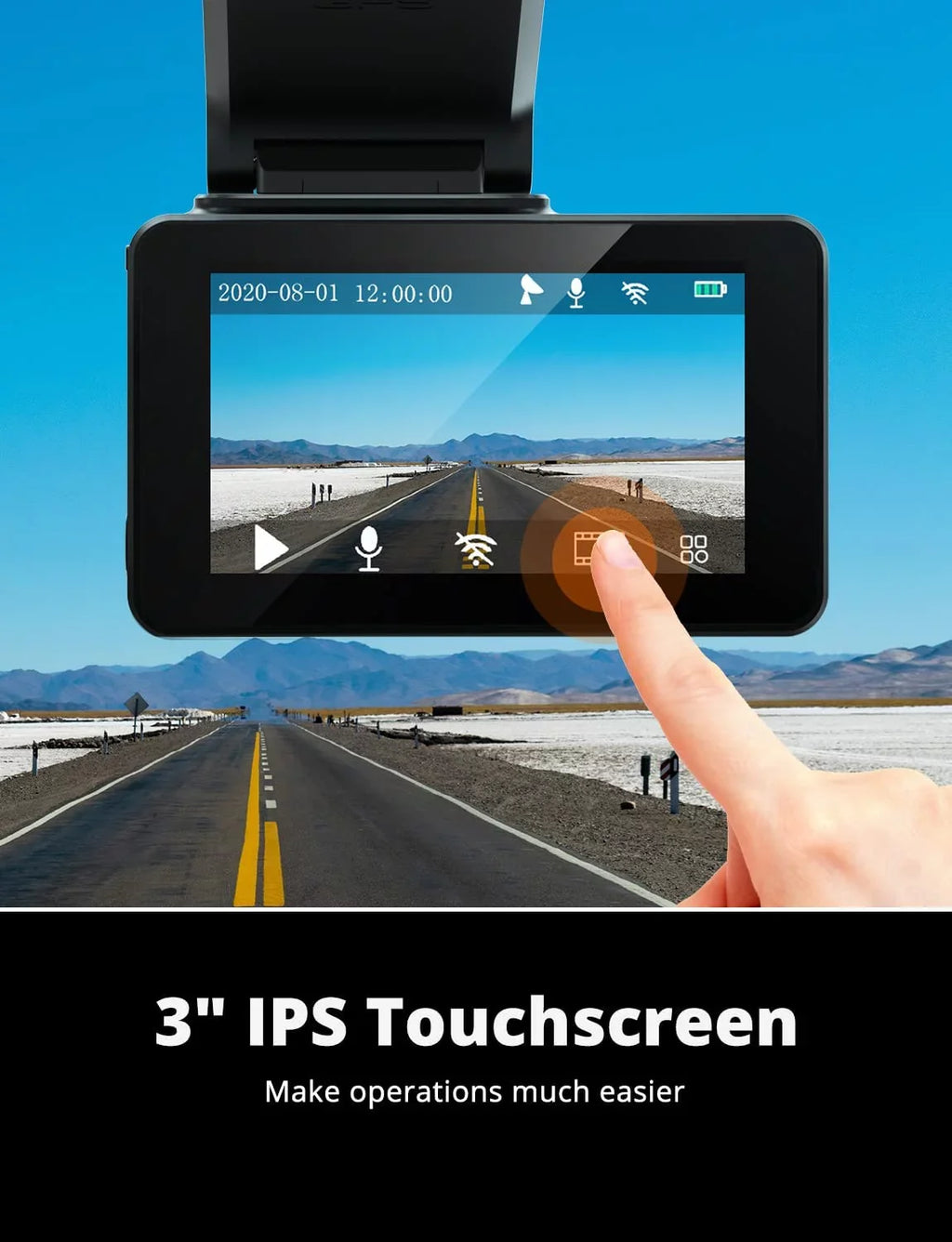 KINGSLIM D4 4K & 1080P Dual Dash Cam, Front and Rear Camera for Cars with 3 Inch IPS Screen, Support 256GB Max
