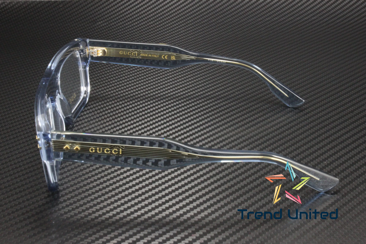 GUCCI GG1085O 004 Rectangular Squared Light Blue Demo Lens 52mm Men's Eyeglasses