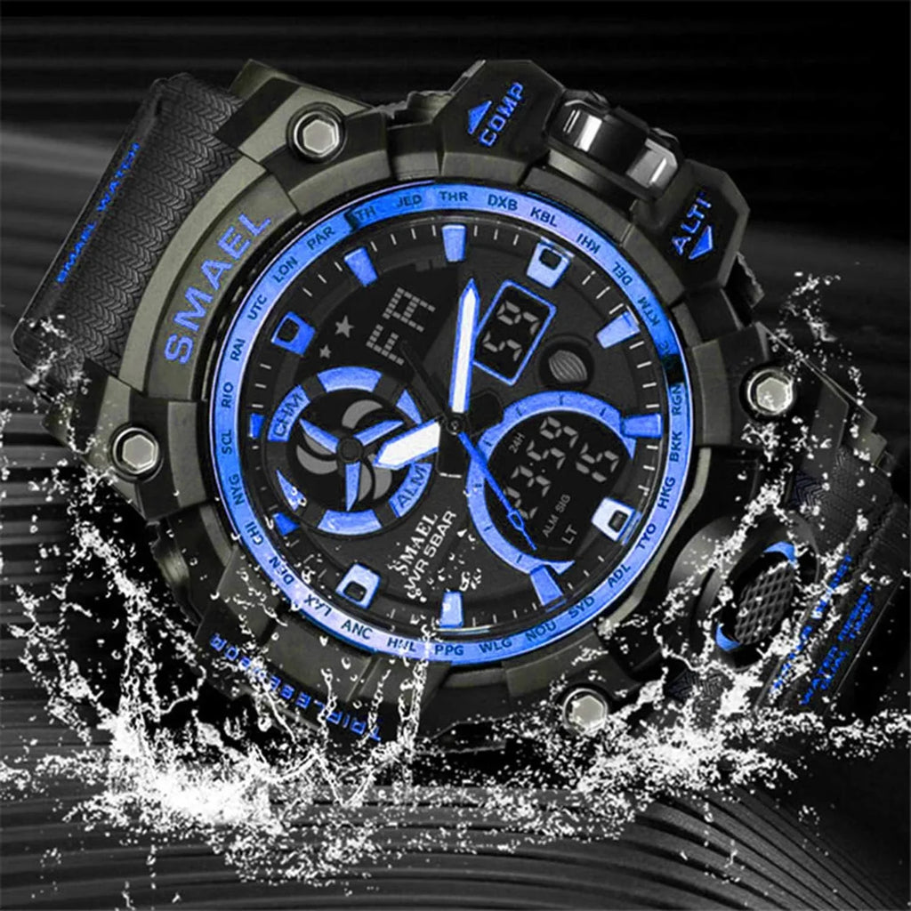 Military Men's Sports Analog Quartz Watch Dual Display Alarm Digital Watches with LED Backlight