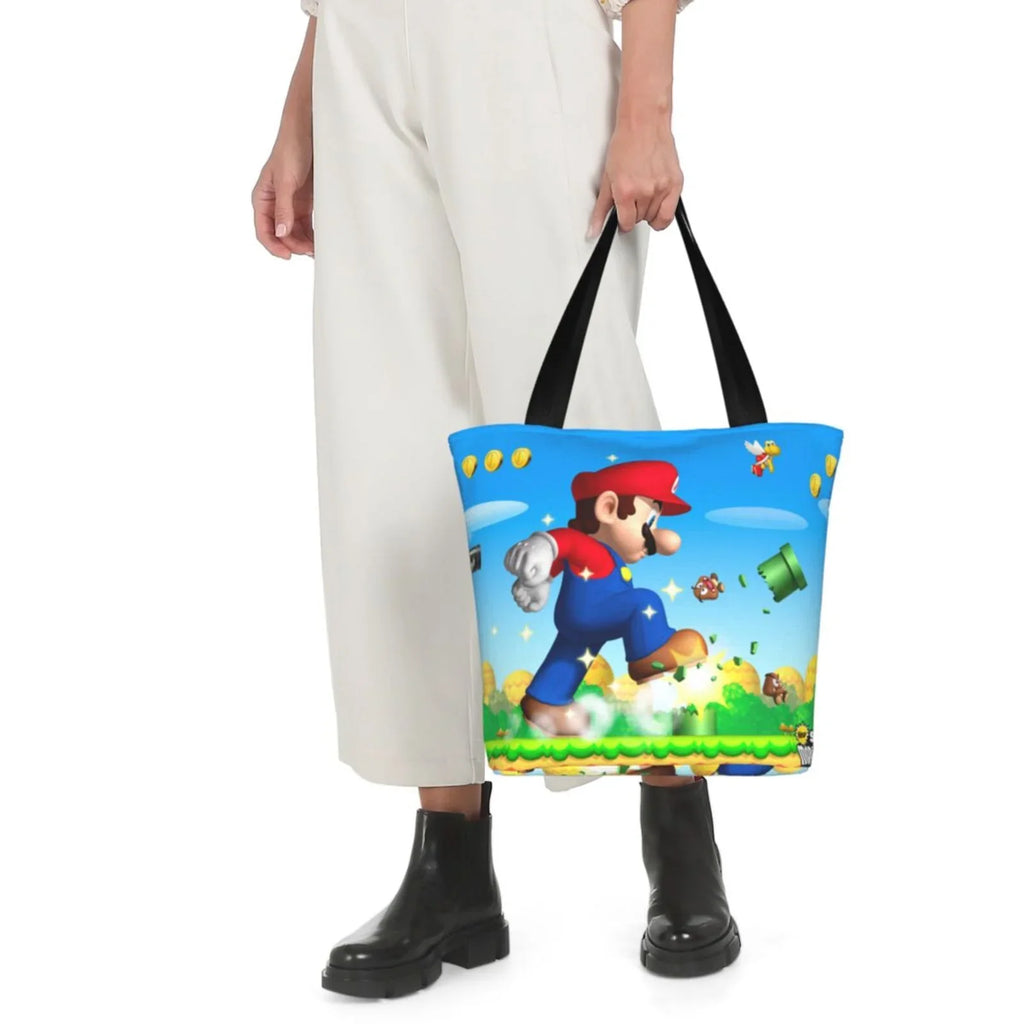 Super Mario Animated Women's Tote Bag Large Capacity Shoulder Handbag For Travel Beach Shopping Business Work School