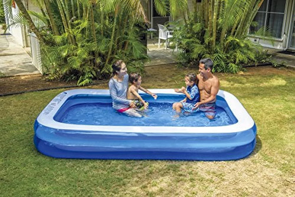 Giant Inflatable Kiddie Pool - Family and Kids Inflatable Rectangular Pool - 10 Feet Long (120" X 72" X 20")