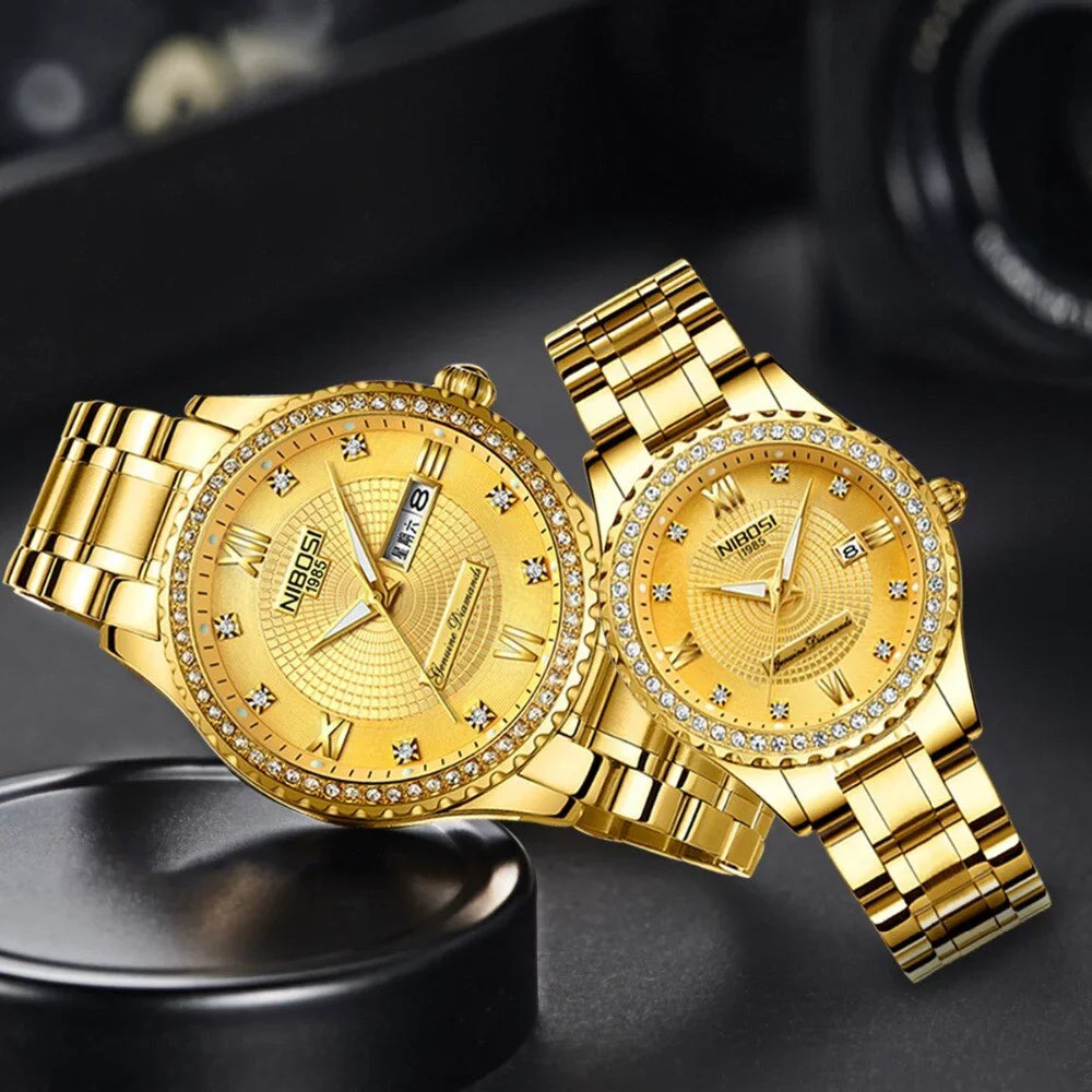 NIBOSI 2022 New Gold Watch Women Watches Ladies Creative Steel Women's Watches Female Waterproof Clock Relogio Feminino