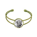 Chinese Masterpiece Mountains Rivers Drawing Armlet Retro Open Cuff Jewelry