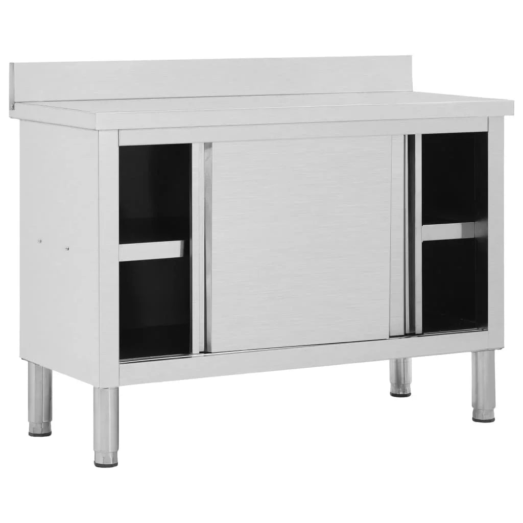 Work Table with Sliding Doors 47.2"x19.7"x37.4" Stainless Steel