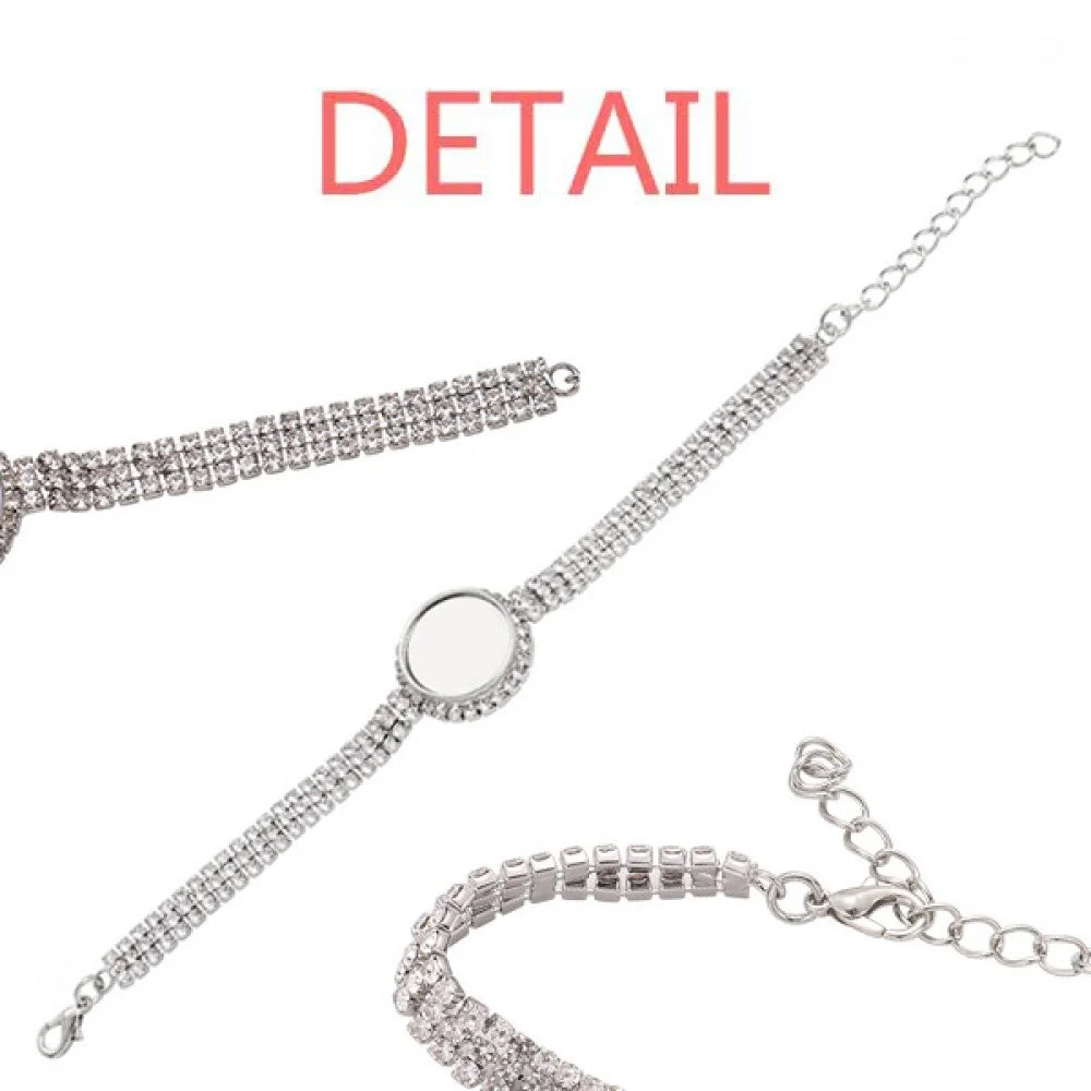 Demark National Flag Red Pattern Tennis Chain Anklet Diamond Jewelry
