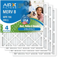 24x24x1 Air Filter MERV 8 Comparable to MPR 700 & FPR 5 Electrostatic Pleated Air Conditioner Filter 4 Pack HVAC AC Premium Made 24x24x1 Furnace Filters by AIRX FILTERS WICKED CLEAN AIR.