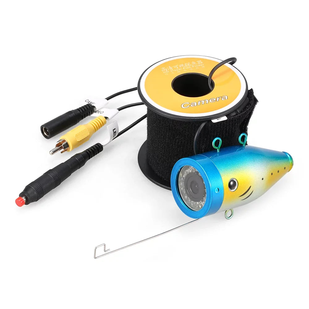 Carevas 1200TVL Underwater Fishing 24 LEDs Night Vision Waterproof Fish Shape Ship Ice Fishing Accessories with 15m30m50m Cable