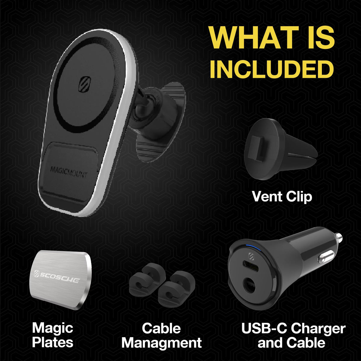 Scosche MPQ5DV-SP1 Dash/Vent Magnetic Wireless Charging Mount Compatible W/ MagSafe iPhone, Galaxy