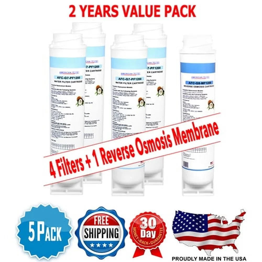 AFC Brand , Water Filters , Model # AFC-G7-PF1200 , Compatible with GE® PNRQ20RBL - 5 Filters - Made in U.S.A.