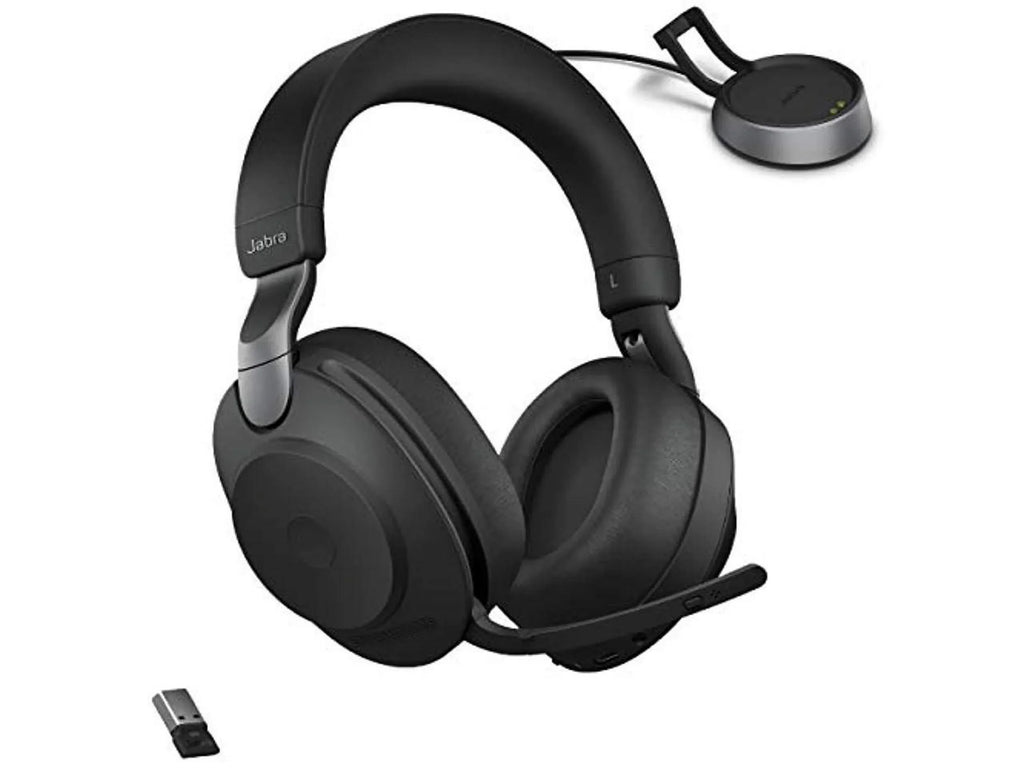 Jabra Evolve2 85 UC Wireless Headphones with Link380a, Stereo, Black - Wireless Bluetooth Headset for Calls and Music, 37 Hours of Battery Life, Advanced Noise Cancelling Headphones