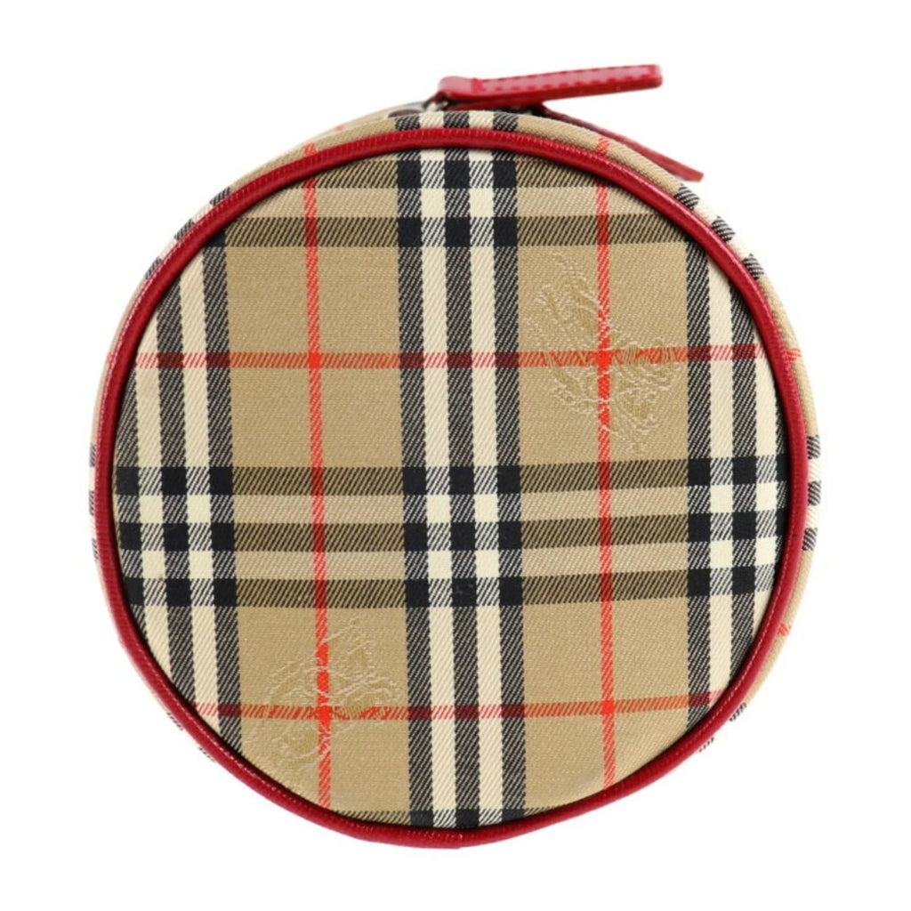 Pre-Owned Burberrys Burberry Vanity Handbag Canvas Leather Beige Red Haymarket Plaid Accessory Case (Good)