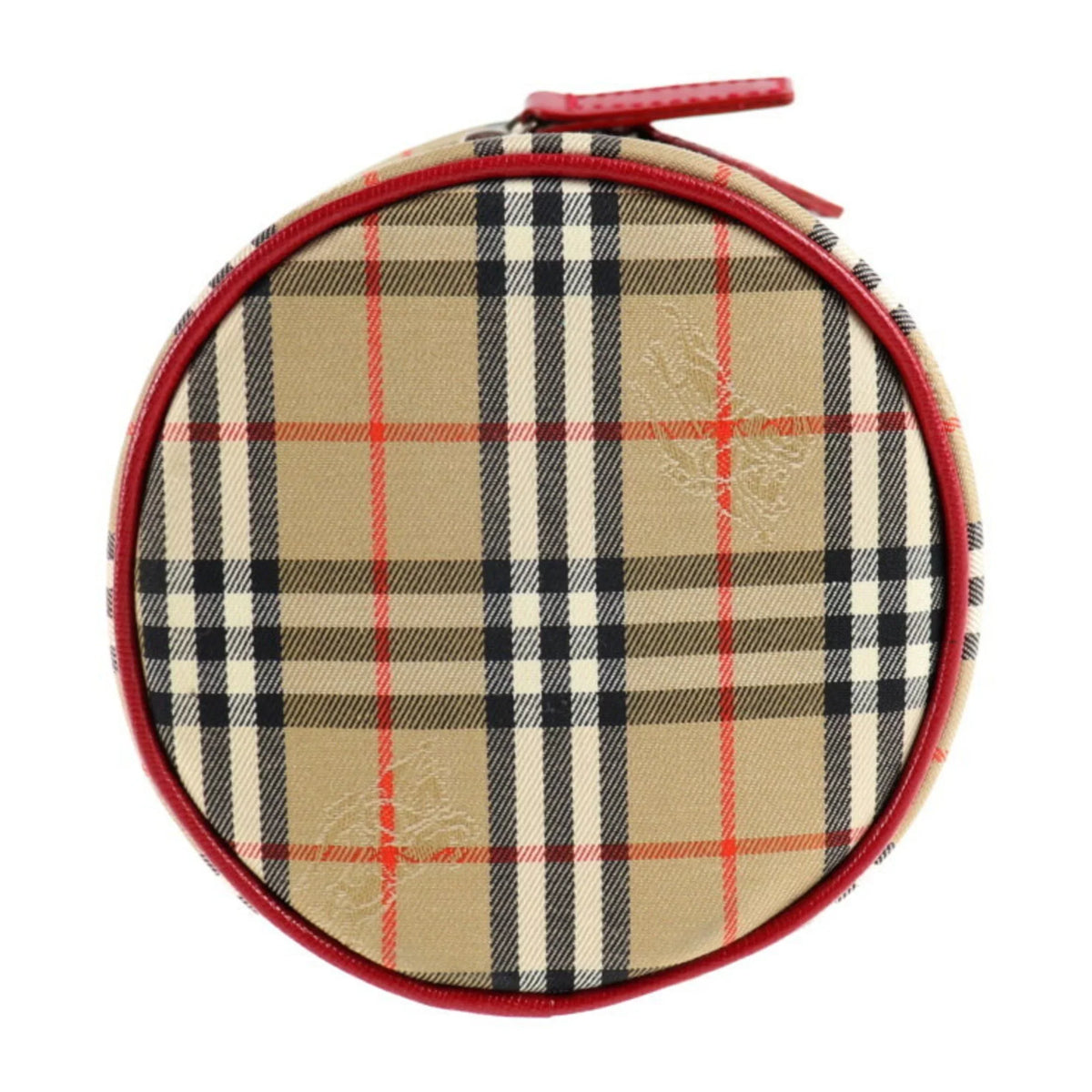 Pre-Owned Burberrys Burberry Vanity Handbag Canvas Leather Beige Red Haymarket Plaid Accessory Case (Good)