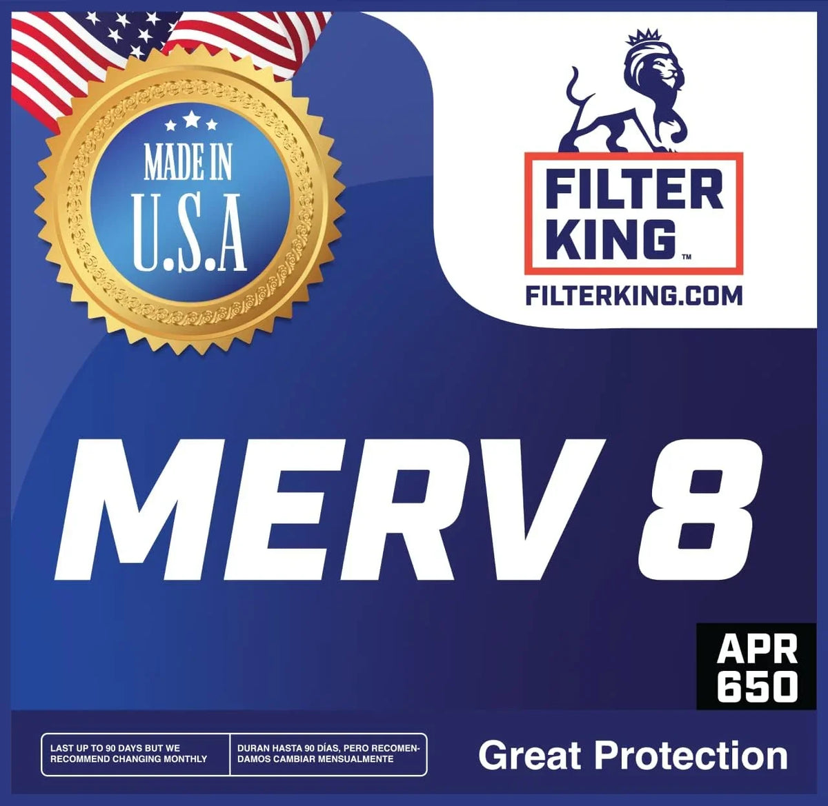Filter King 30.5x66.5x1 Air Filter | 4-PACK | MERV 8 HVAC Pleated A/C Furnace Filters | MADE IN | Actual Size: 30.5 x 66.5 x .75"