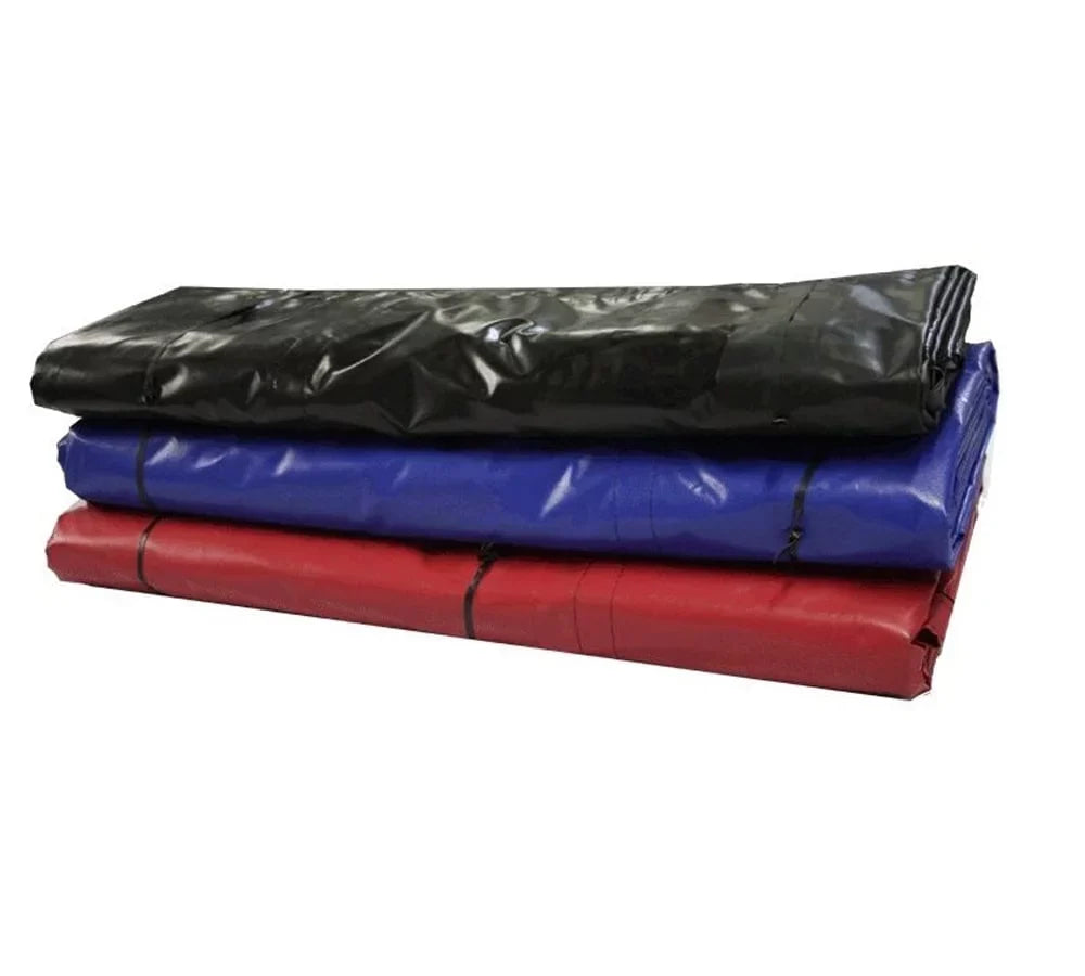 24' x 18' 3 Piece Red/Black Lumber Tarp for Heavy Duty Truck Cargo - 18 Oz Vinly Flatbed Tarps with 8' Drop - Waterproof Tarp for Trailers to Protect Cargo from Wind, Rain, Snow and Sun