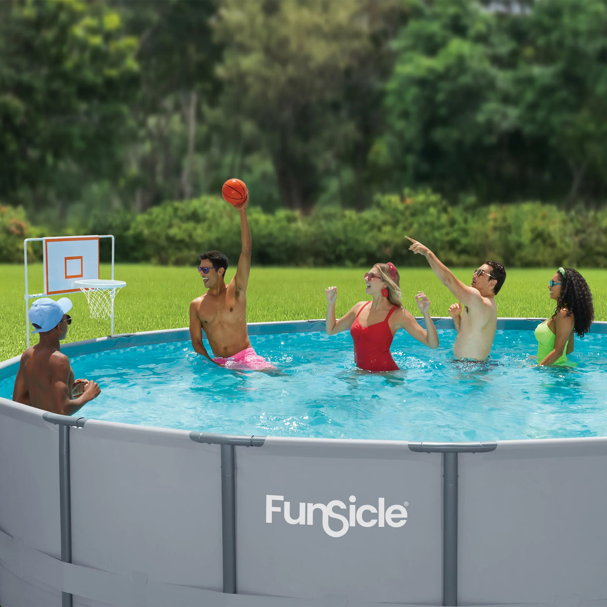 Funsicle BasketballPool Game Set, with Hoop Backboard & Rim, for Frame Swimming Pools, Adults, Unisex