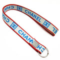 Pre-Owned Chanel CHANEL neck strap white x blue red silver nylon canvas metal Substance (Good)
