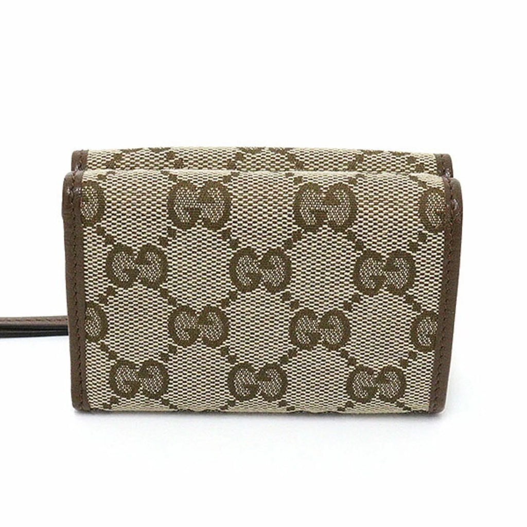 Pre-Owned Gucci Balenciaga GUCCI x The Hacker Project Neo Classic GG Supreme Canvas Leather Beige Ebony 681708 Trifold Wallet Small (Like New)