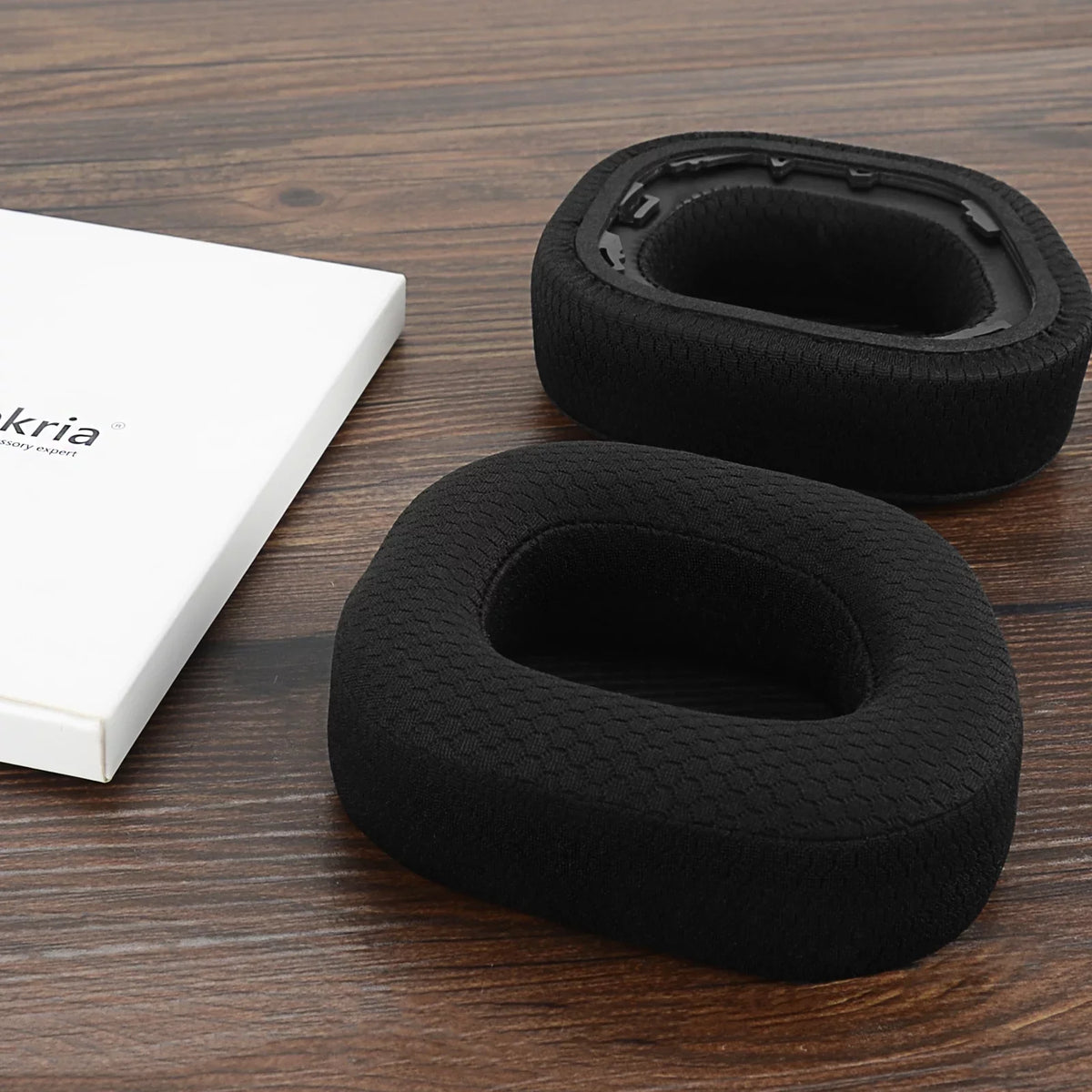 Geekria Comfort Mesh Fabric Replacement Ear Pads for Corsair HS80 RGB Wireless Headphones Ear Cushions, Headset Earpads, Ear Cups Shield Repair Parts (Black)