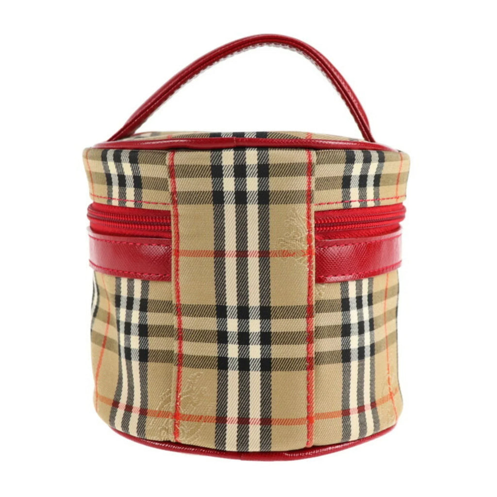 Pre-Owned Burberrys Burberry Vanity Handbag Canvas Leather Beige Red Haymarket Plaid Accessory Case (Good)