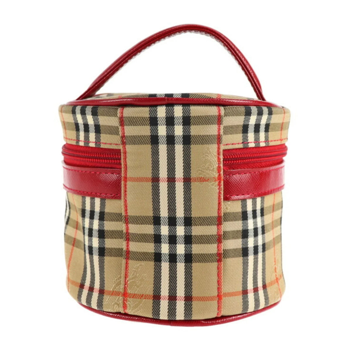 Pre-Owned Burberrys Burberry Vanity Handbag Canvas Leather Beige Red Haymarket Plaid Accessory Case (Good)