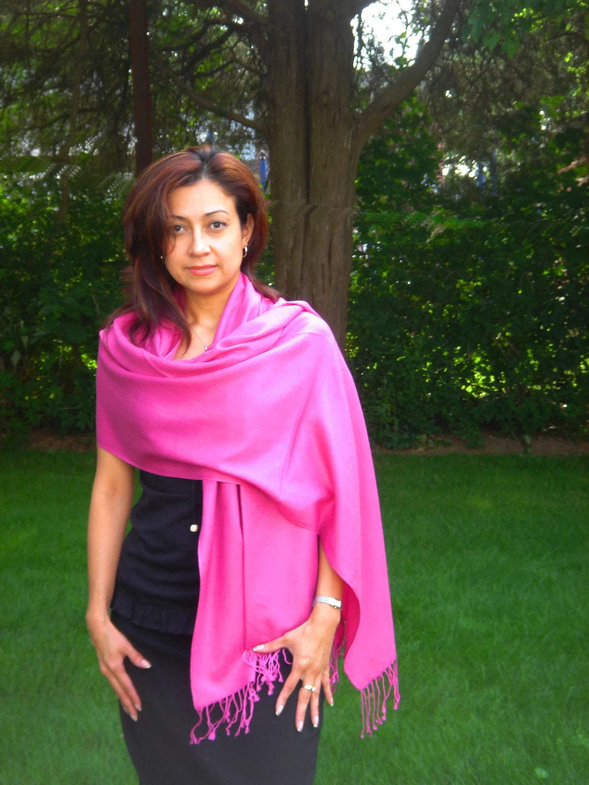 Shawl/Shawls/Scarf/Scarves/Wrap/Stole/Muffler/Cape/Ruana/Blanket/Throw/Pashmina Shawl/Cashmere Scarf/Wool/Silk (Hot Pink Regular Shawl)