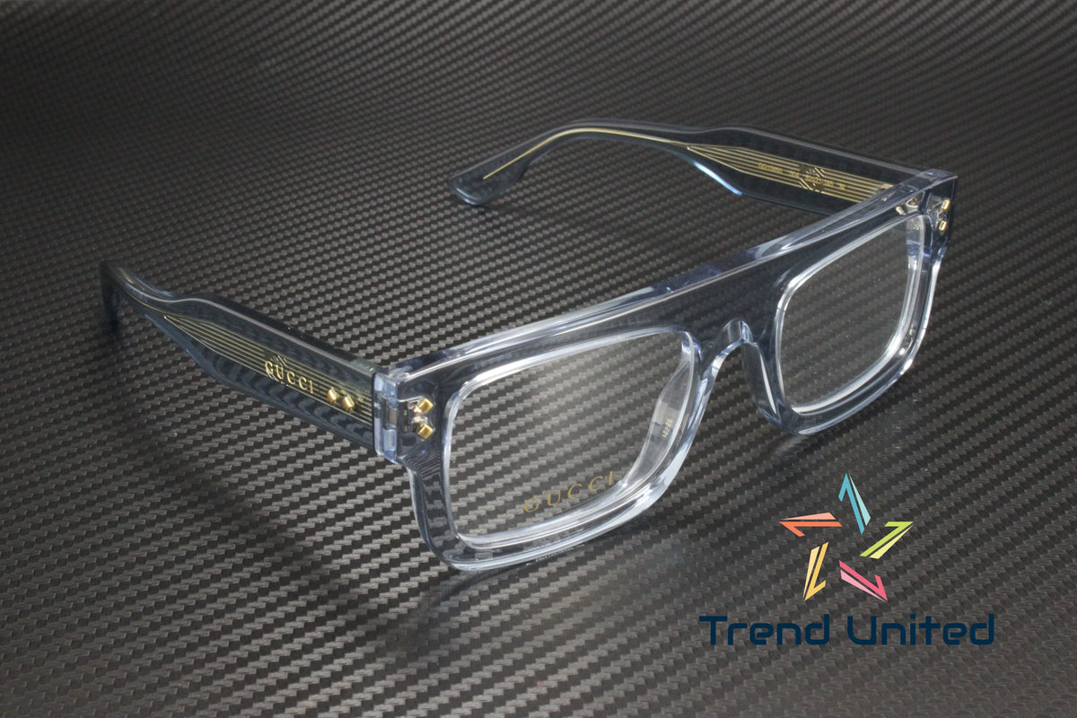 GUCCI GG1085O 004 Rectangular Squared Light Blue Demo Lens 52mm Men's Eyeglasses