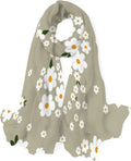 Hyjoy Daisy Flowers Long Silk Neck Scarf Lightweight Shawl Wrap Scarves for Women Girls