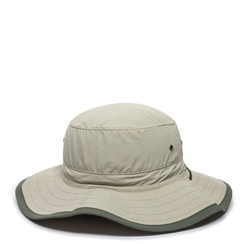Outdoor Cap BH-600 Sunblock Explorer Hat Leather Chin Cord Khaki