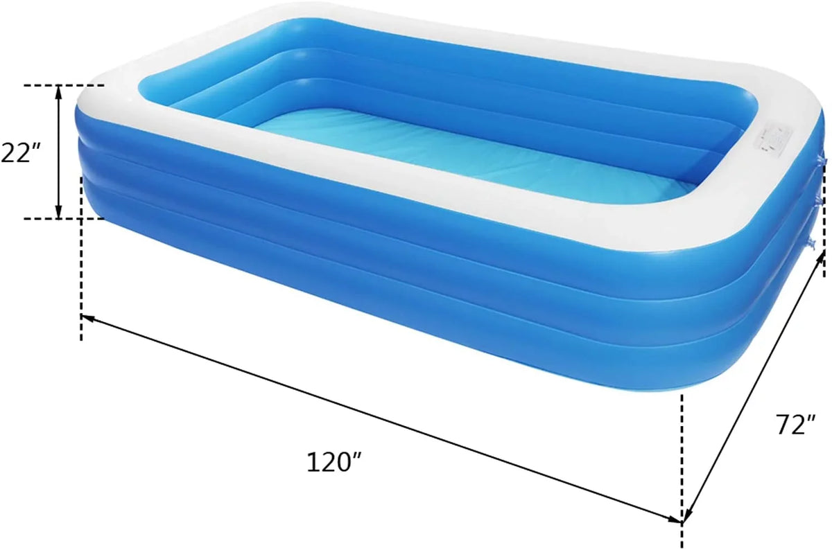 Moselota 120" x 72" x 22" Inflatable Swimming Pool - Wall Thickness 0.4mm Blue
